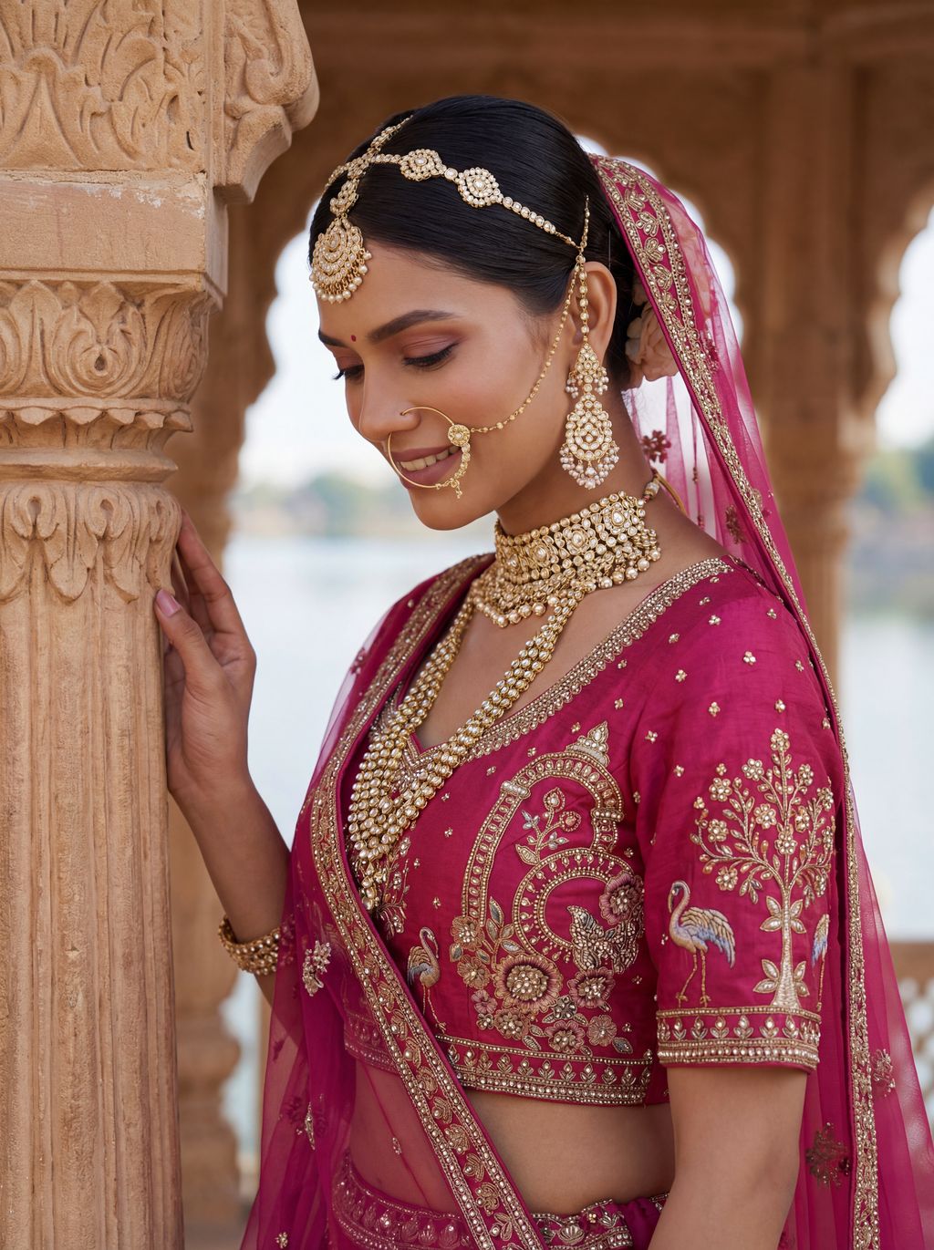 Rani Pink Pure Soft Silk Heavy Embroidery Work Bridal Lehenga 