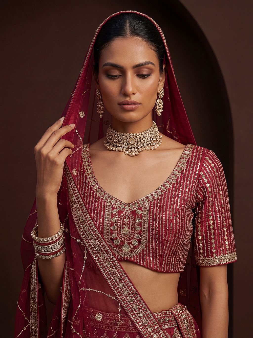 Rani Pink Pure Soft Heavy Silk Sequins Embroidery Work Bridal Lehenga 