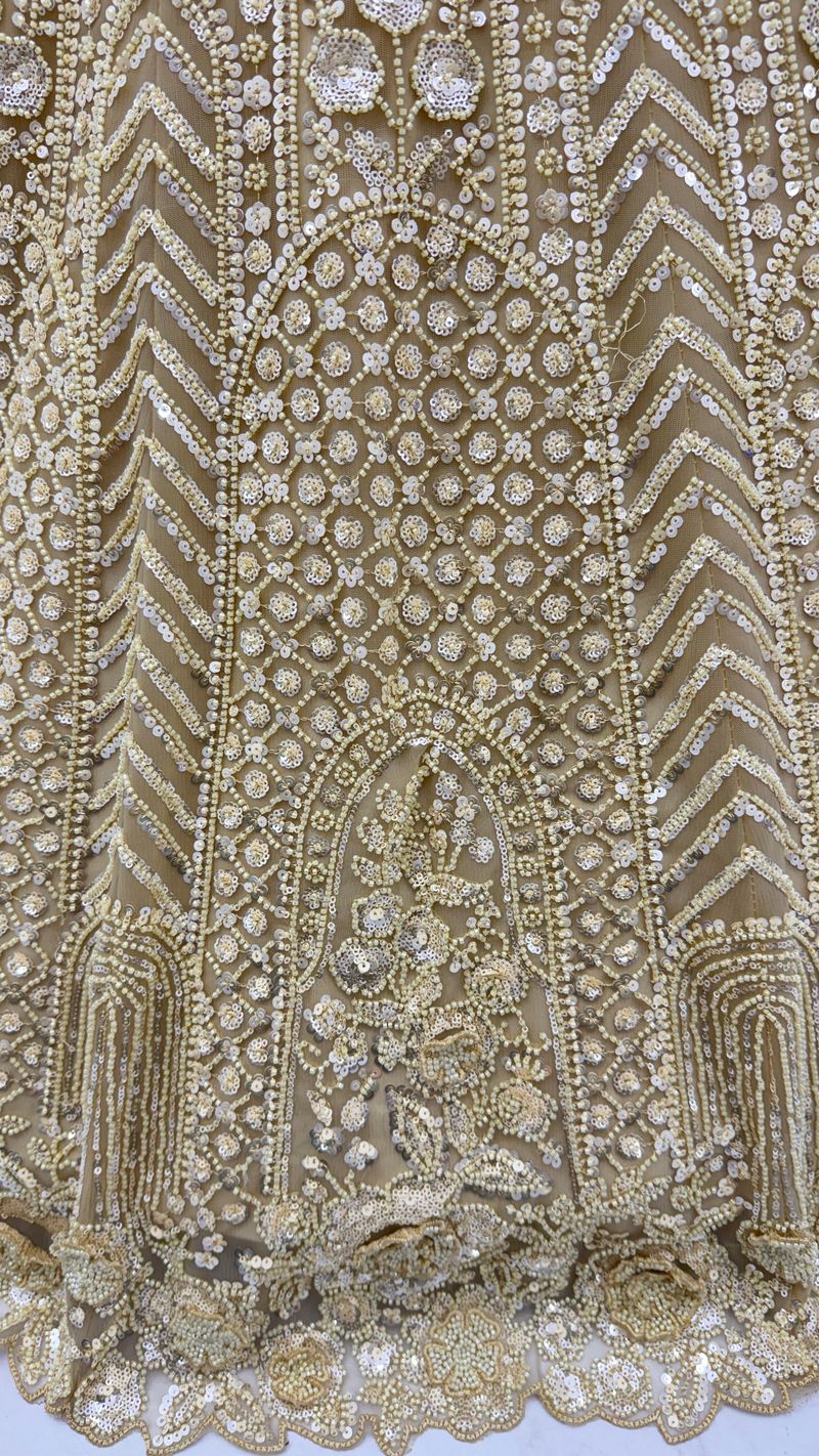 Beige Pure Soft Net Heavy Embroidery Work Bridal Lehenga 