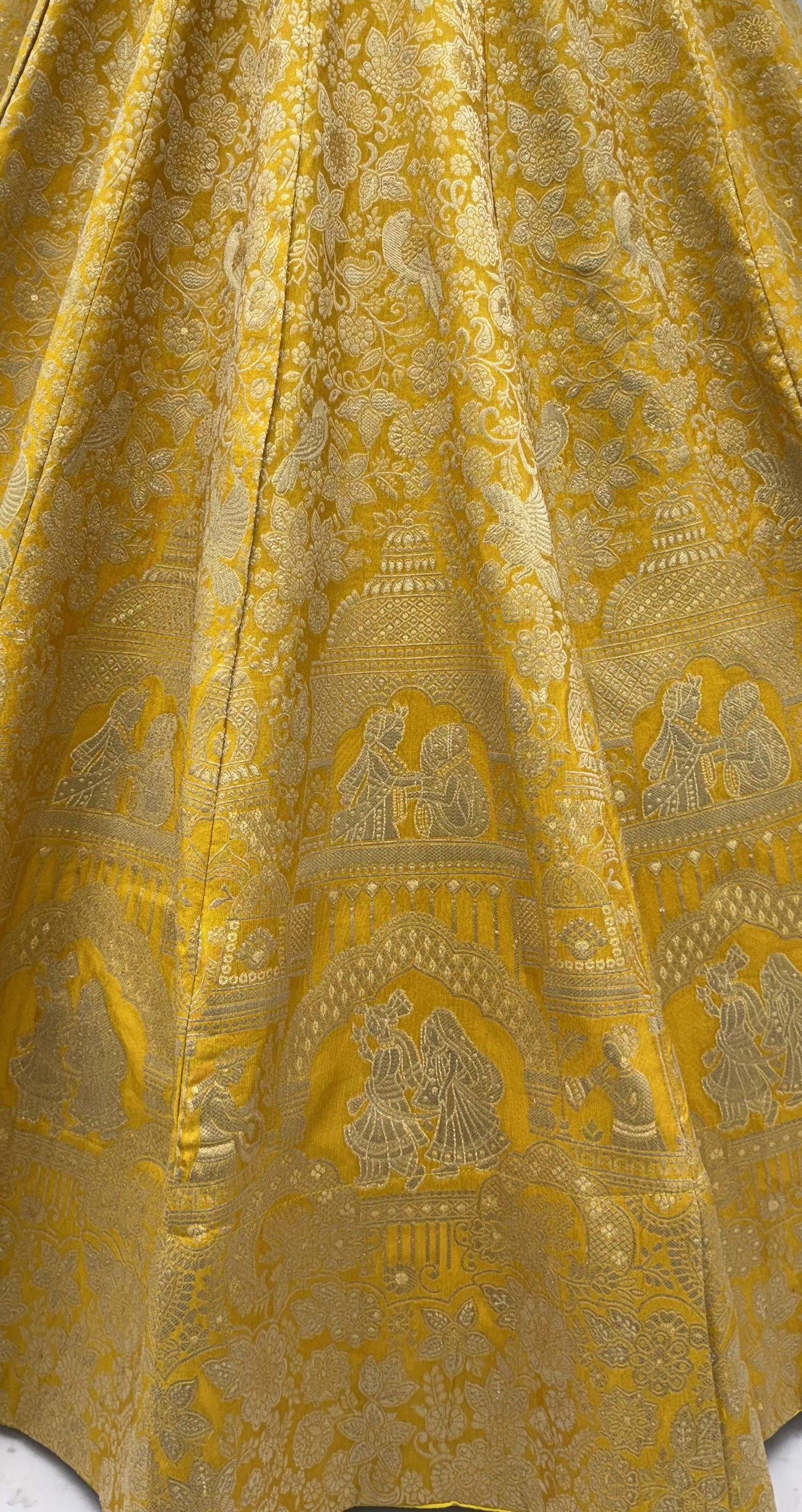 Royal Yellow Pure Banarasi Silk Zari Figure Pattern Weaving Work Bridal Lehenga Choli