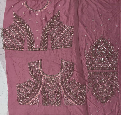 Pink Pure Soft Heavy net Silk Heavy Embroidery Work Bridal Lehenga