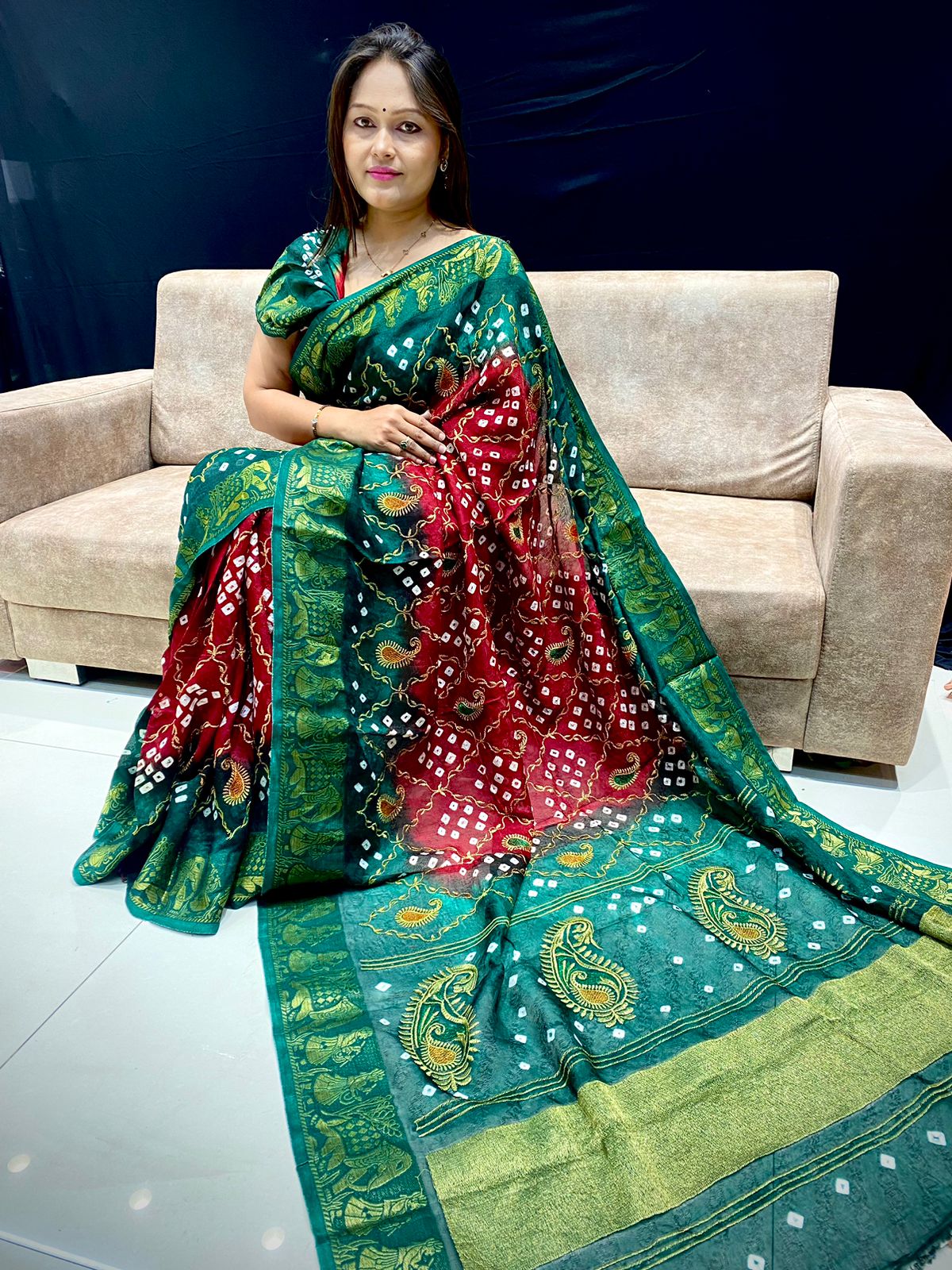 Bandhej Gajji Silk Saree