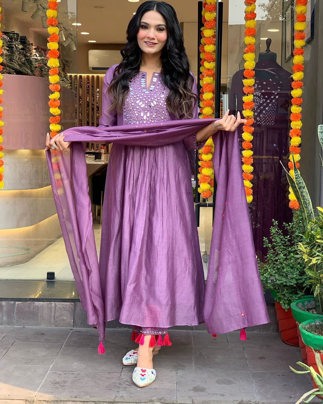 Women's Designer Party Wear Anarkali Pure Mal Chanderi Silk Salwar Suite