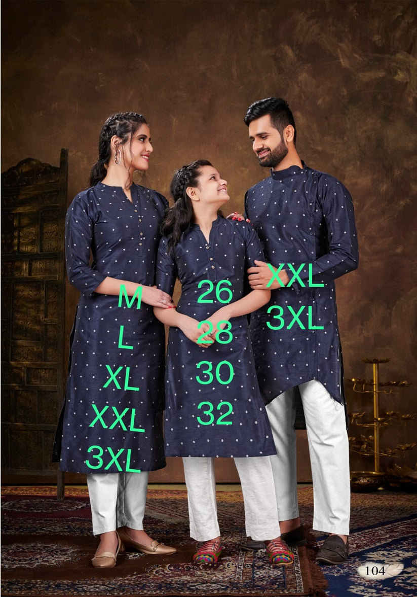 Family Combo Couple Dress Gents Ladies With Daughter Dress