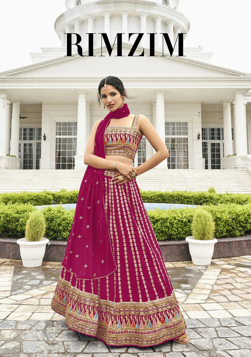 Designer Fancy Wedding Party Wear Black Bollywood Lehenga Choli In Georgette Sm Rimzim 136 A,b,c