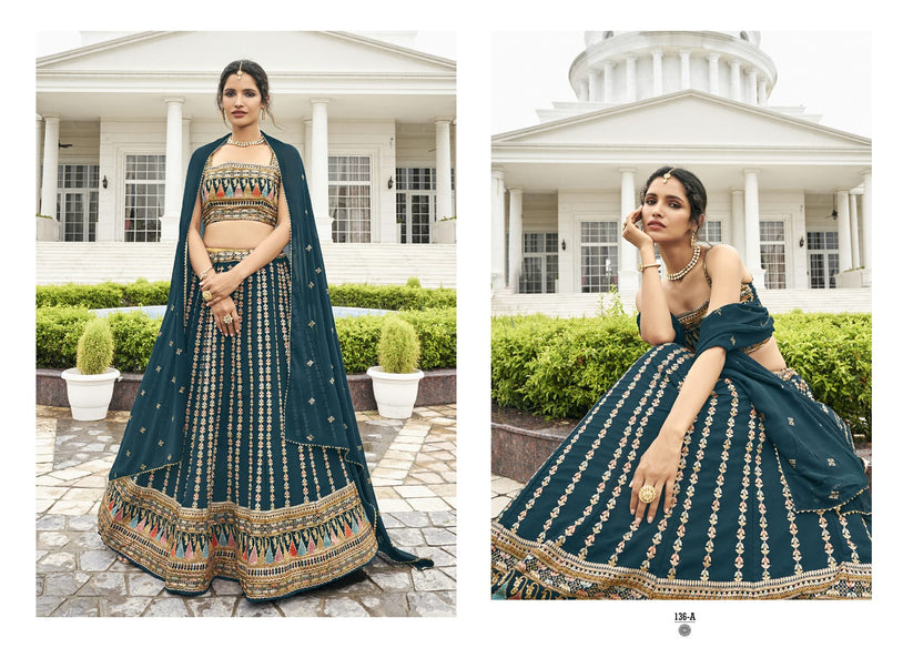 Designer Fancy Wedding Party Wear Black Bollywood Lehenga Choli In Georgette Sm Rimzim 136 A,b,c