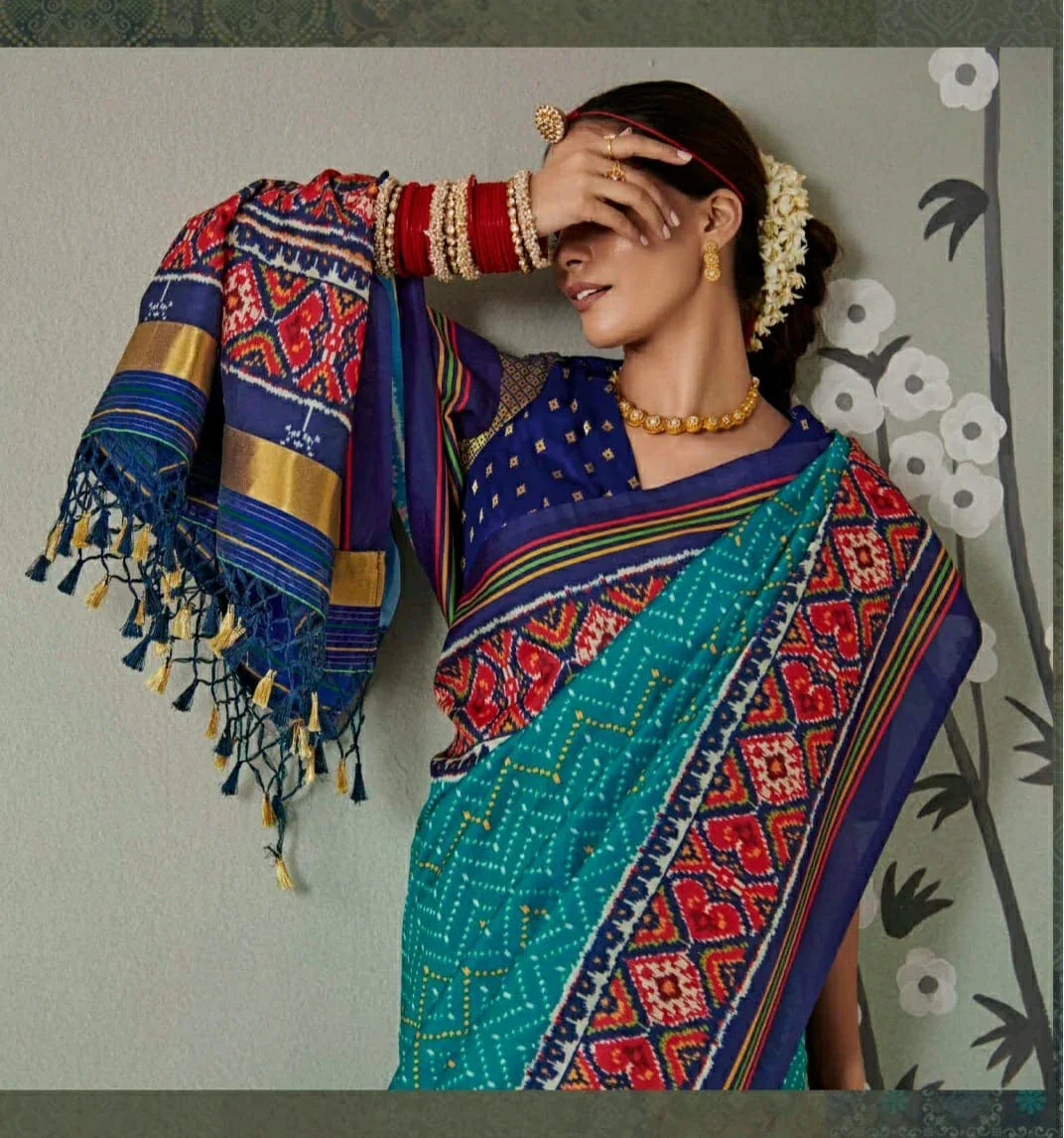 Kimora Patan Patola Soft Tussar Silk Saree