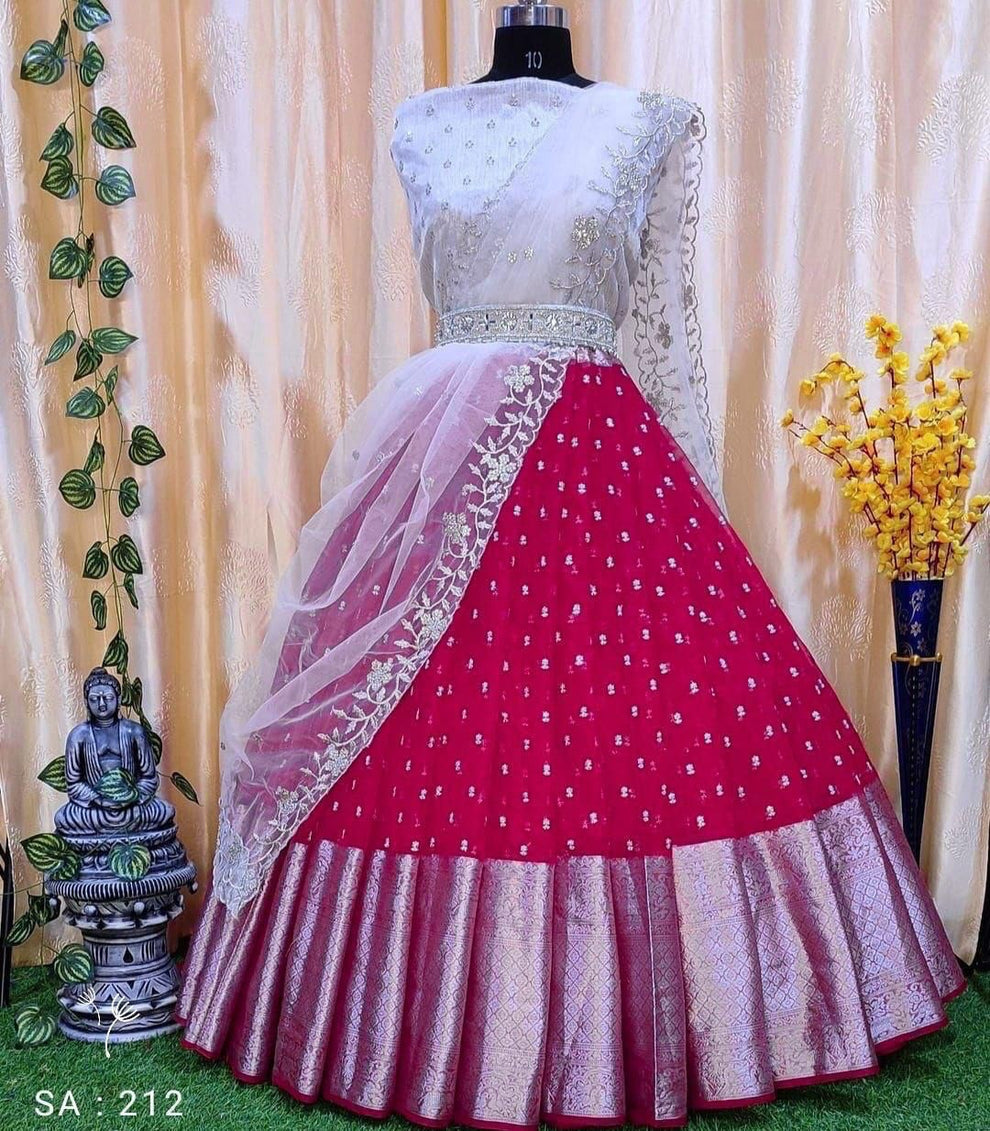 Beautiful Designer Fancy Kanchi Organza Half Saree with Lehenga
