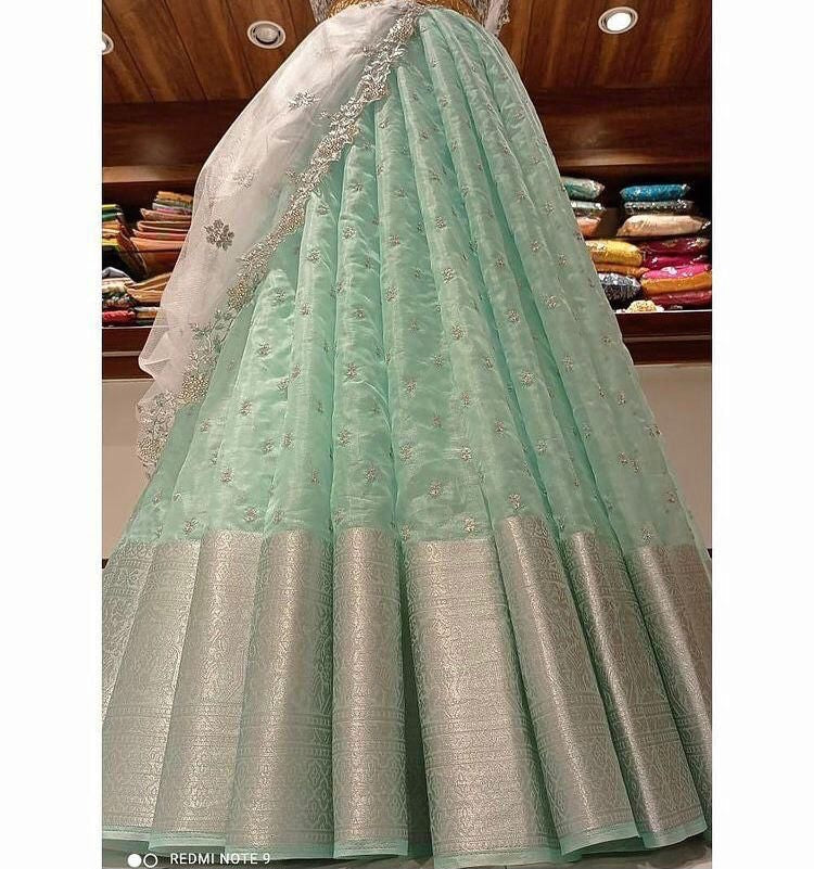 Beautiful Designer Fancy Kanchi Organza Half Saree with Lehenga