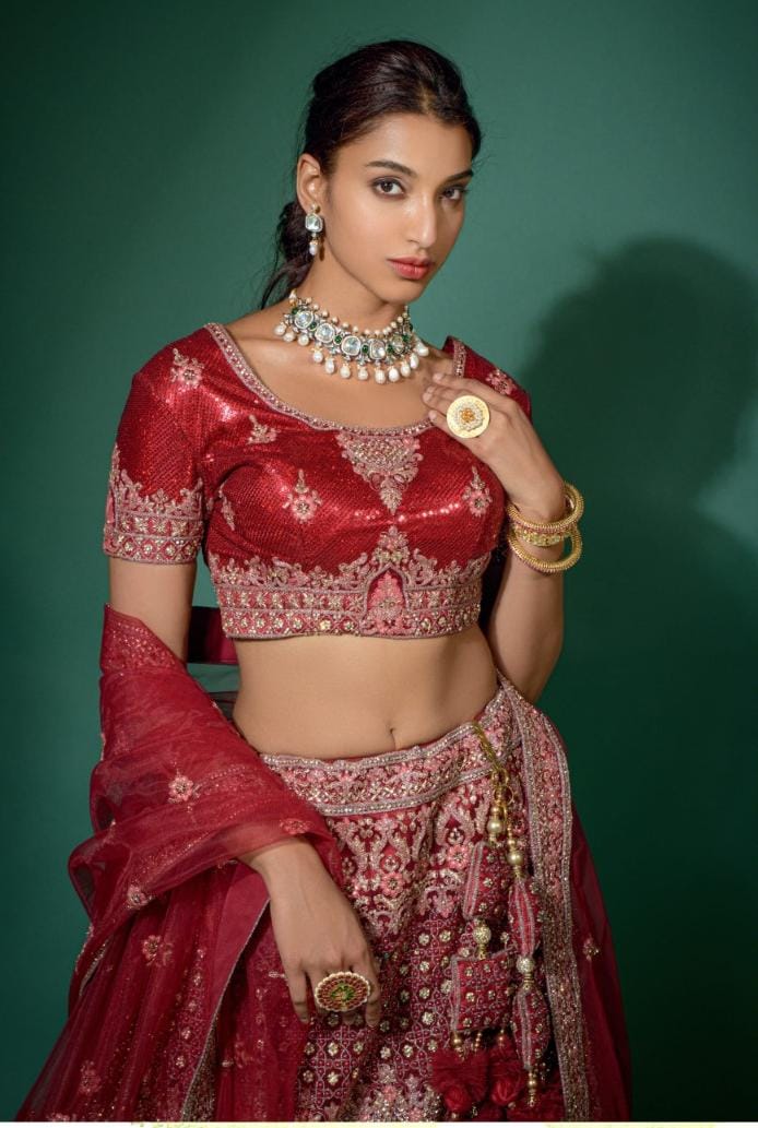 Alakana Designer Bridal Wear Lehenga D.No 77179 Anant Tex Exports Private Limited