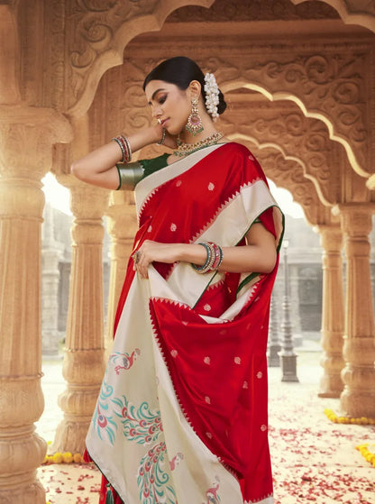 Platinum Silk Pure Sattin Paithani Designer Saree Anant Tex Exports Private Limited
