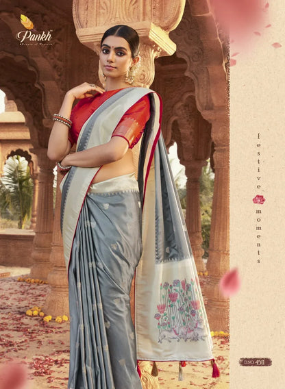 Platinum Silk Pure Sattin Paithani Designer Saree Anant Tex Exports Private Limited