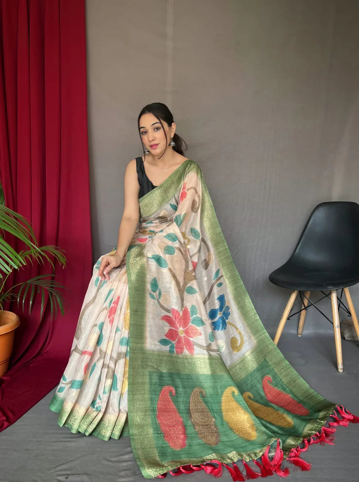 Vaibhavi Fancy Pure Kora Silk Saree - Anant Tex Exports Pvt.Ltd.