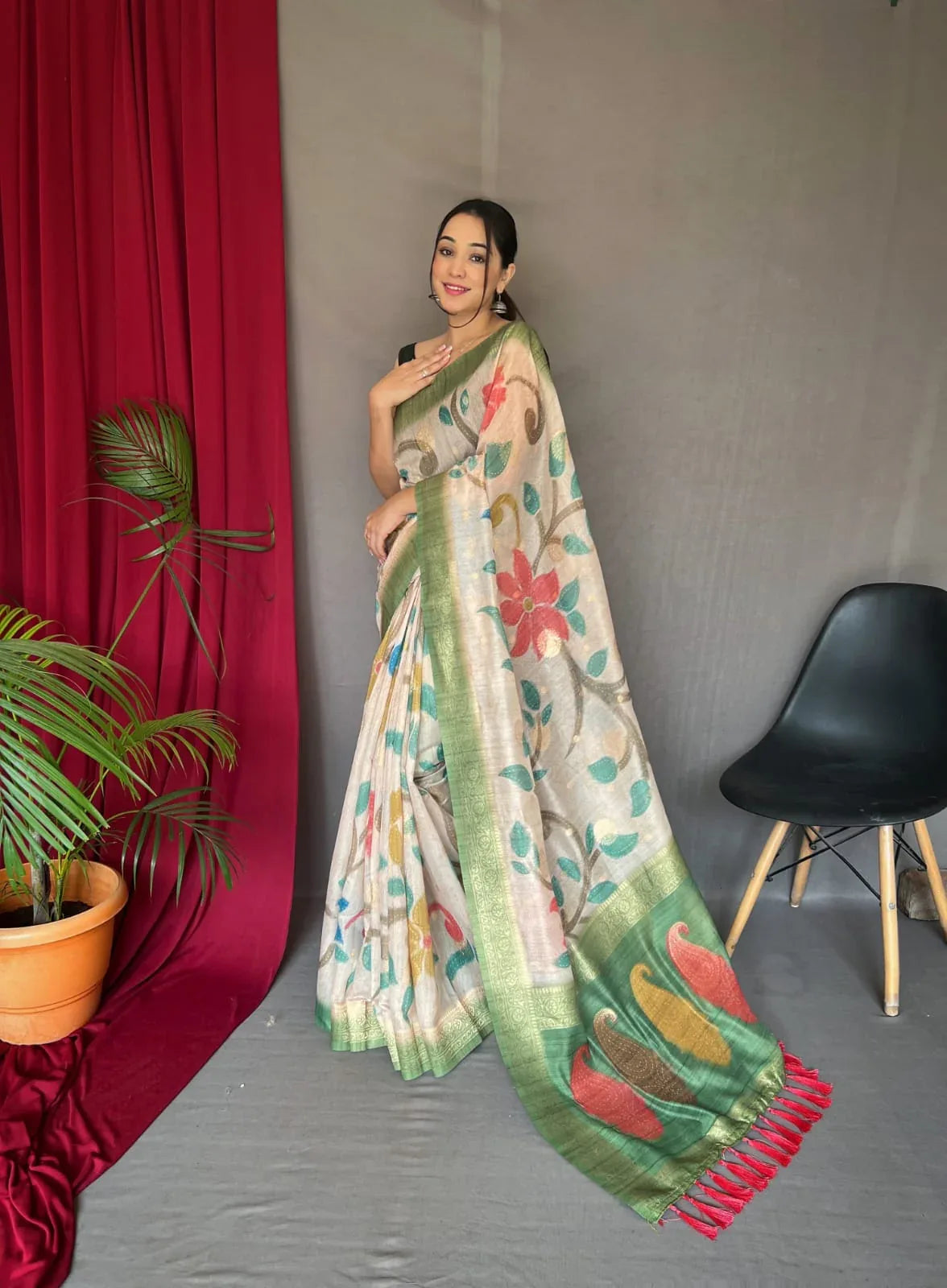 Vaibhavi Fancy Pure Kora Silk Saree - Anant Tex Exports Pvt.Ltd.