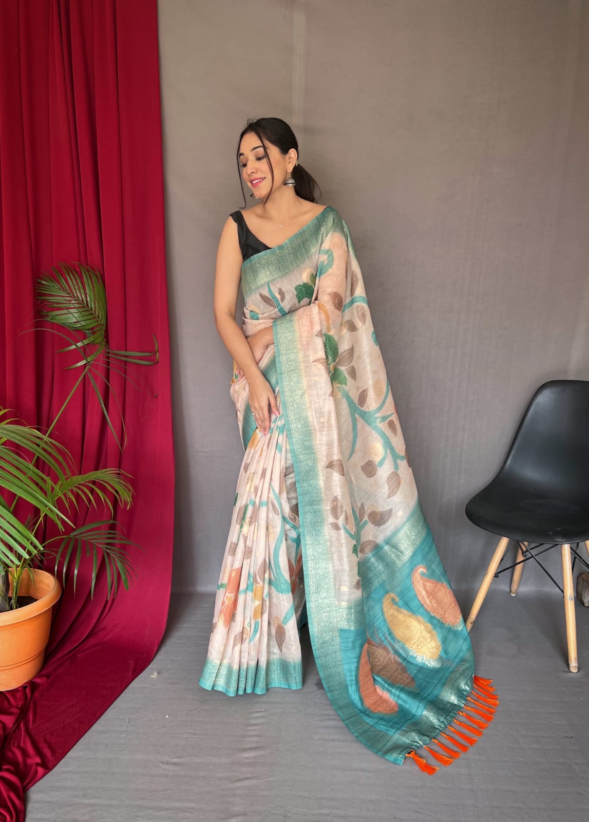 Pure Handloom Ikkat Weaving Kora Silk Sarees with Blouse – SareesZone