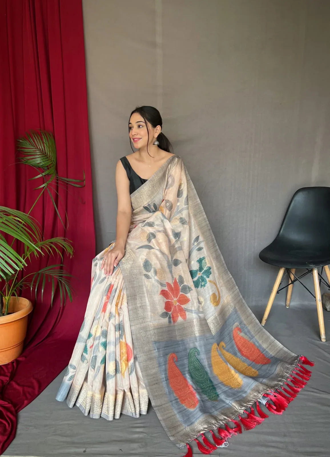 Vaibhavi Fancy Pure Kora Silk Saree - Anant Tex Exports Pvt.Ltd.