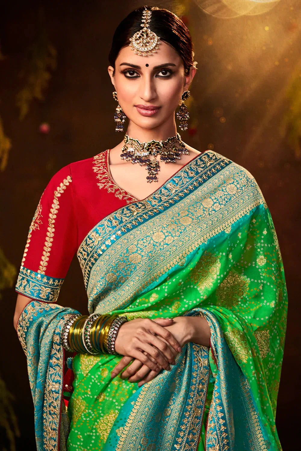 SINDHURI BANDHEJ EXCLUSIVE WEDDING SAREE D.NO 163 - Anant Tex Exports Pvt.Ltd.