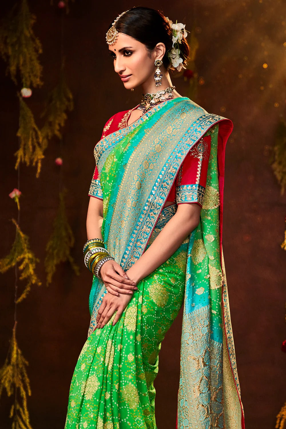 SINDHURI BANDHEJ EXCLUSIVE WEDDING SAREE D.NO 163
