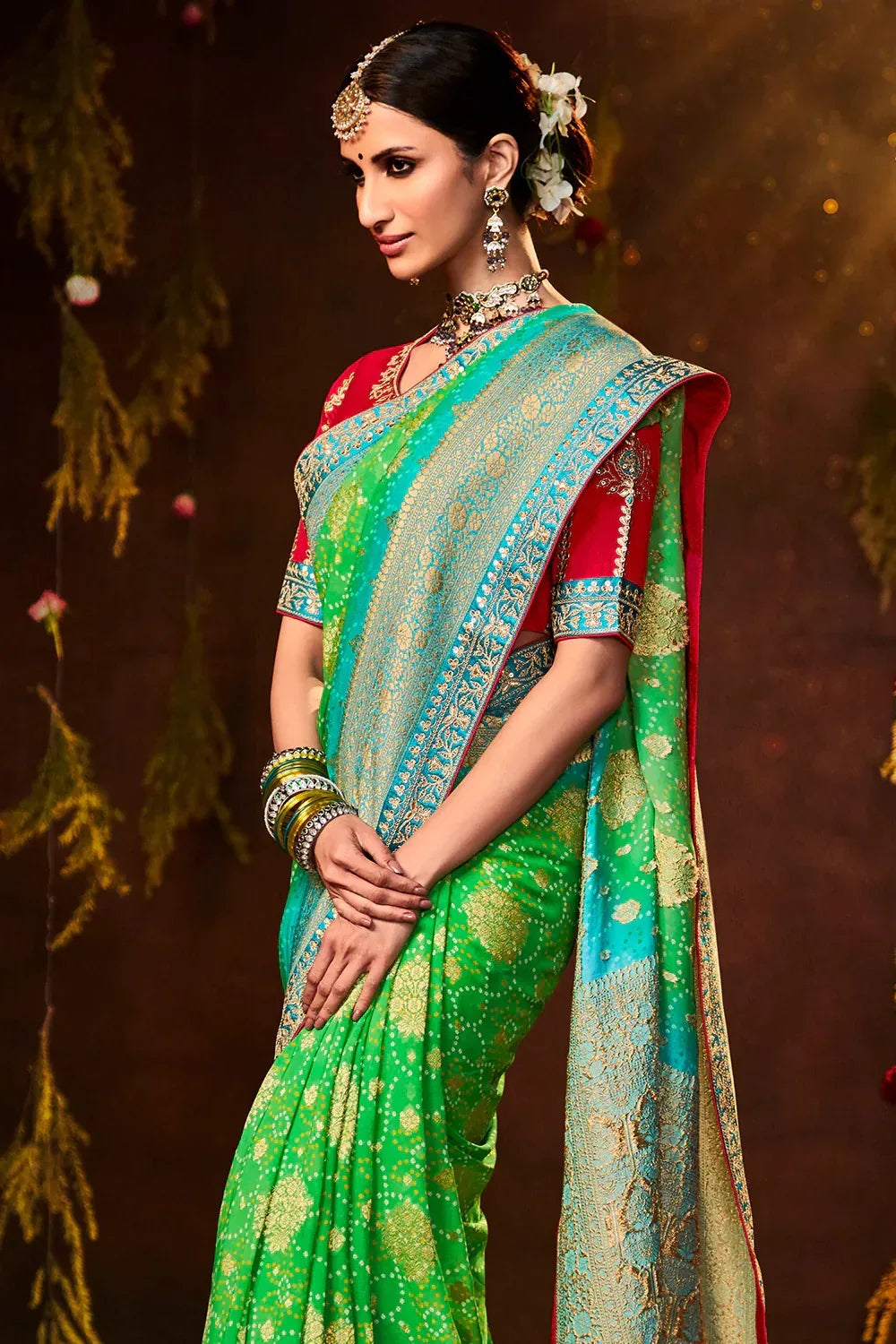 SINDHURI BANDHEJ EXCLUSIVE WEDDING SAREE D.NO 163 - Anant Tex Exports Pvt.Ltd.