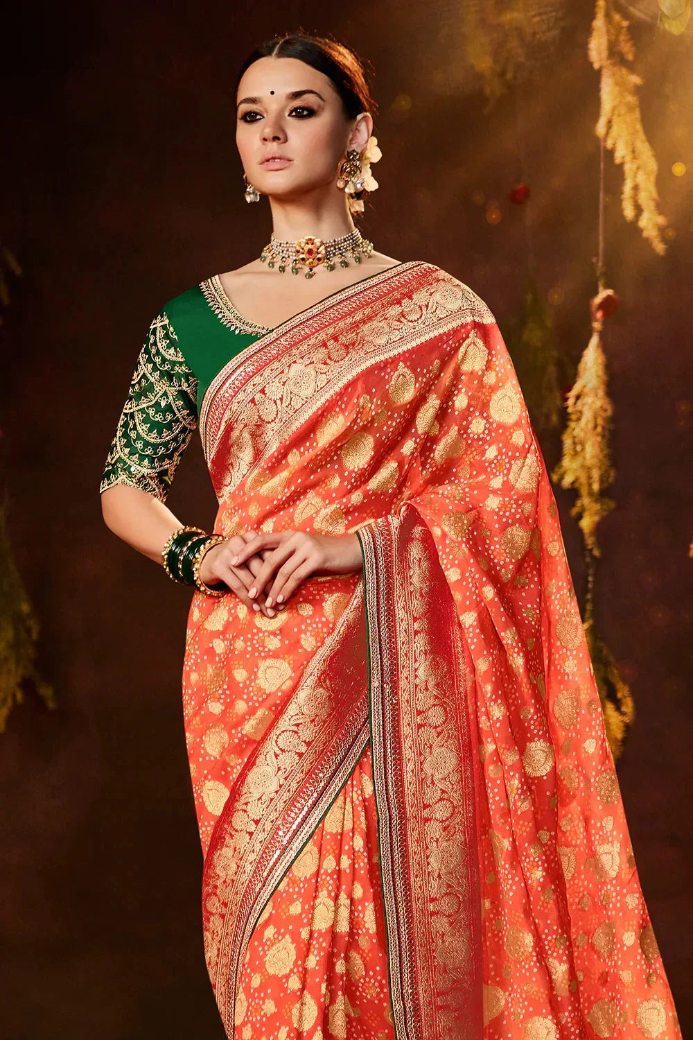 SINDHURI BANDHEJ EXCLUSIVE WEDDING SAREE D.NO 158 - Anant Tex Exports Pvt.Ltd.