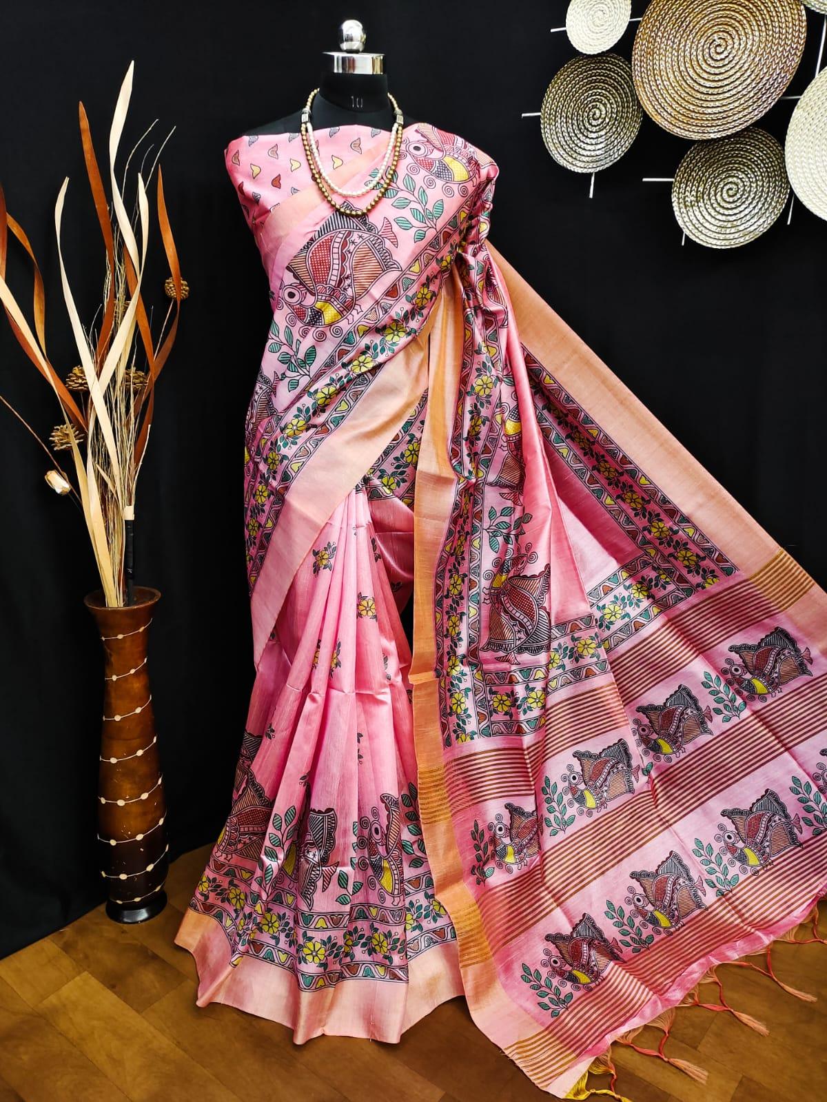Party Wear Soft Tussar Silk Saree - Anant Exports