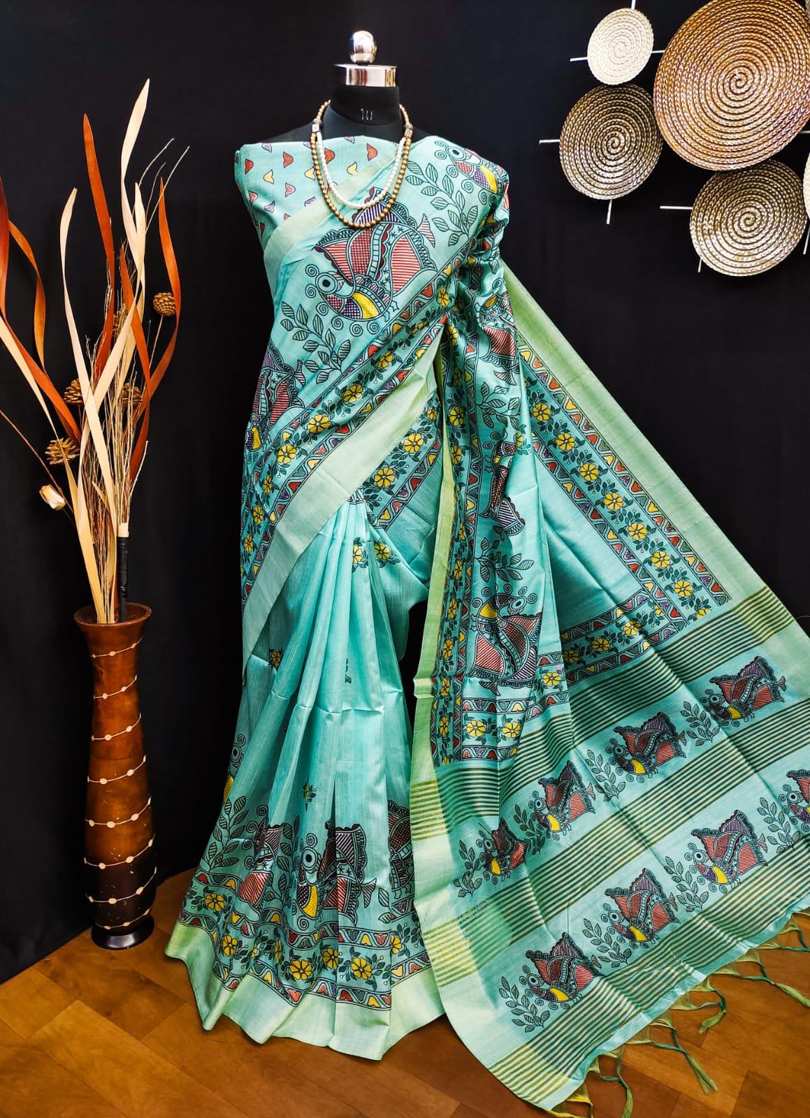 Party Wear Soft Tussar Silk Saree - Anant Exports