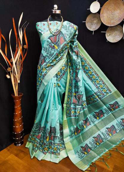 Party Wear Soft Tussar Silk Saree - Anant Exports