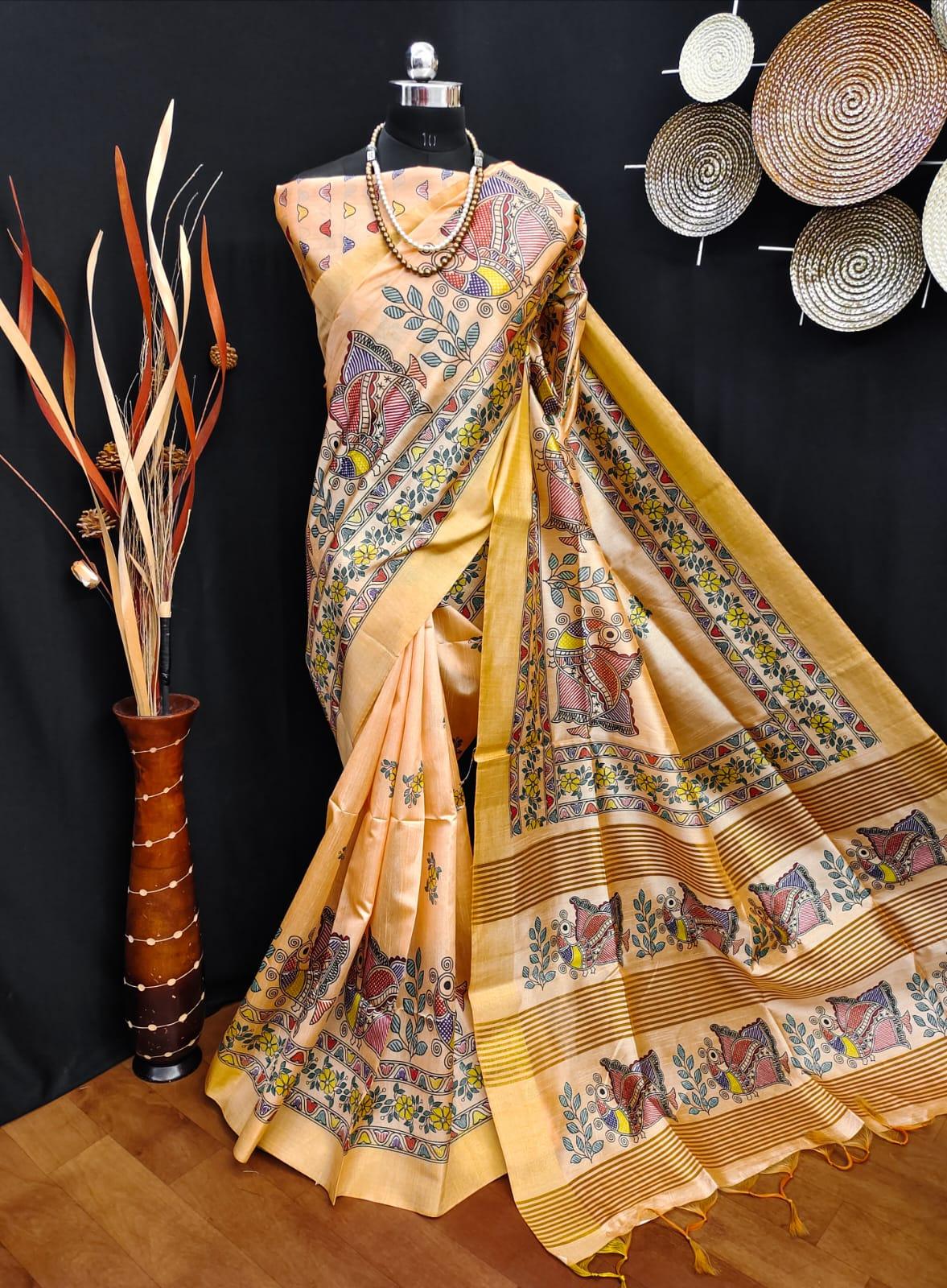Party Wear Soft Tussar Silk Saree - Anant Exports