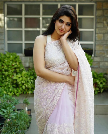 Pure Orgenza Chicken Thread Saree - Anant Exports