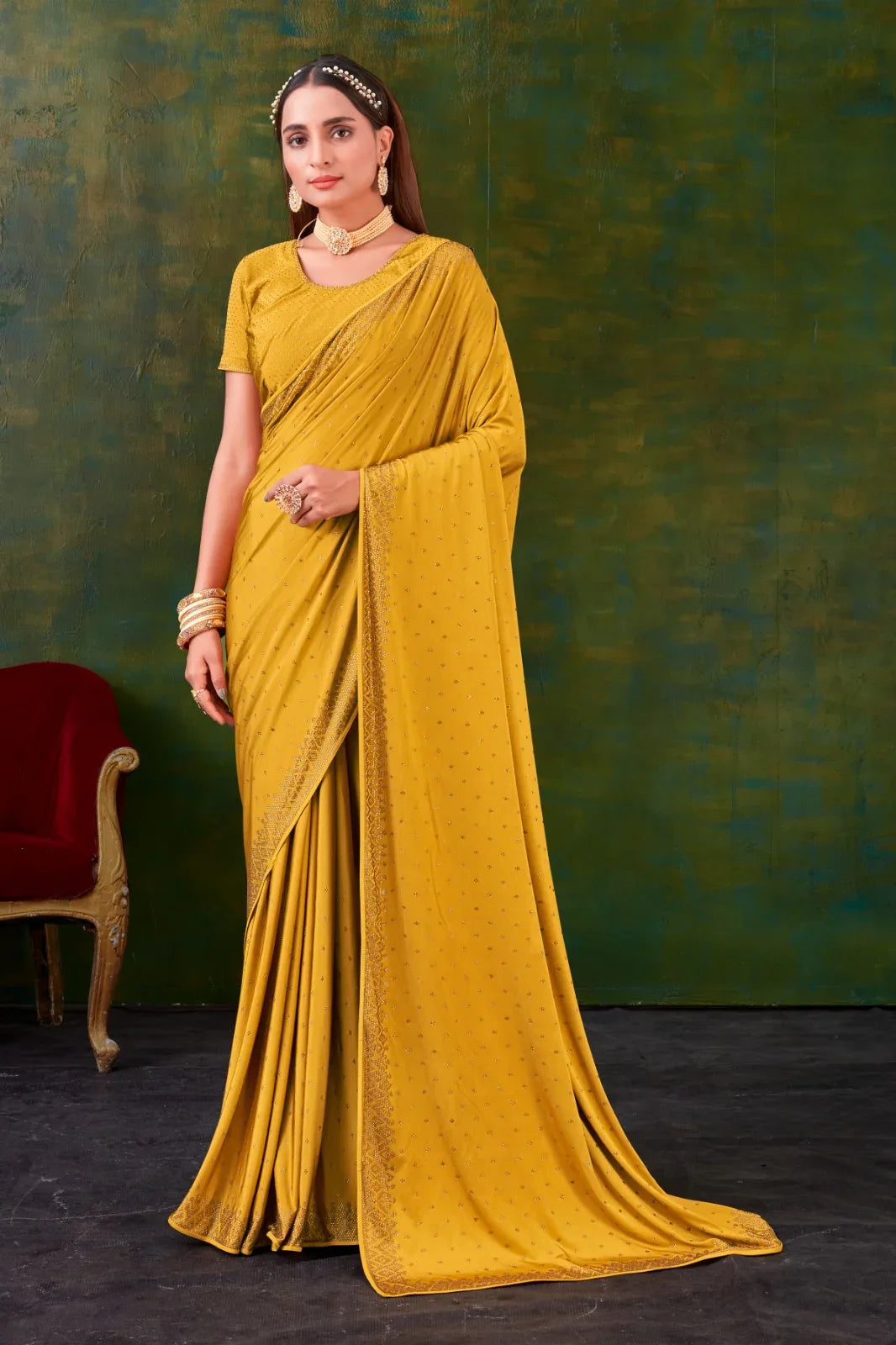 FANCY REGULAR WEAR SWAROVSKI SAREE - Anant Exports