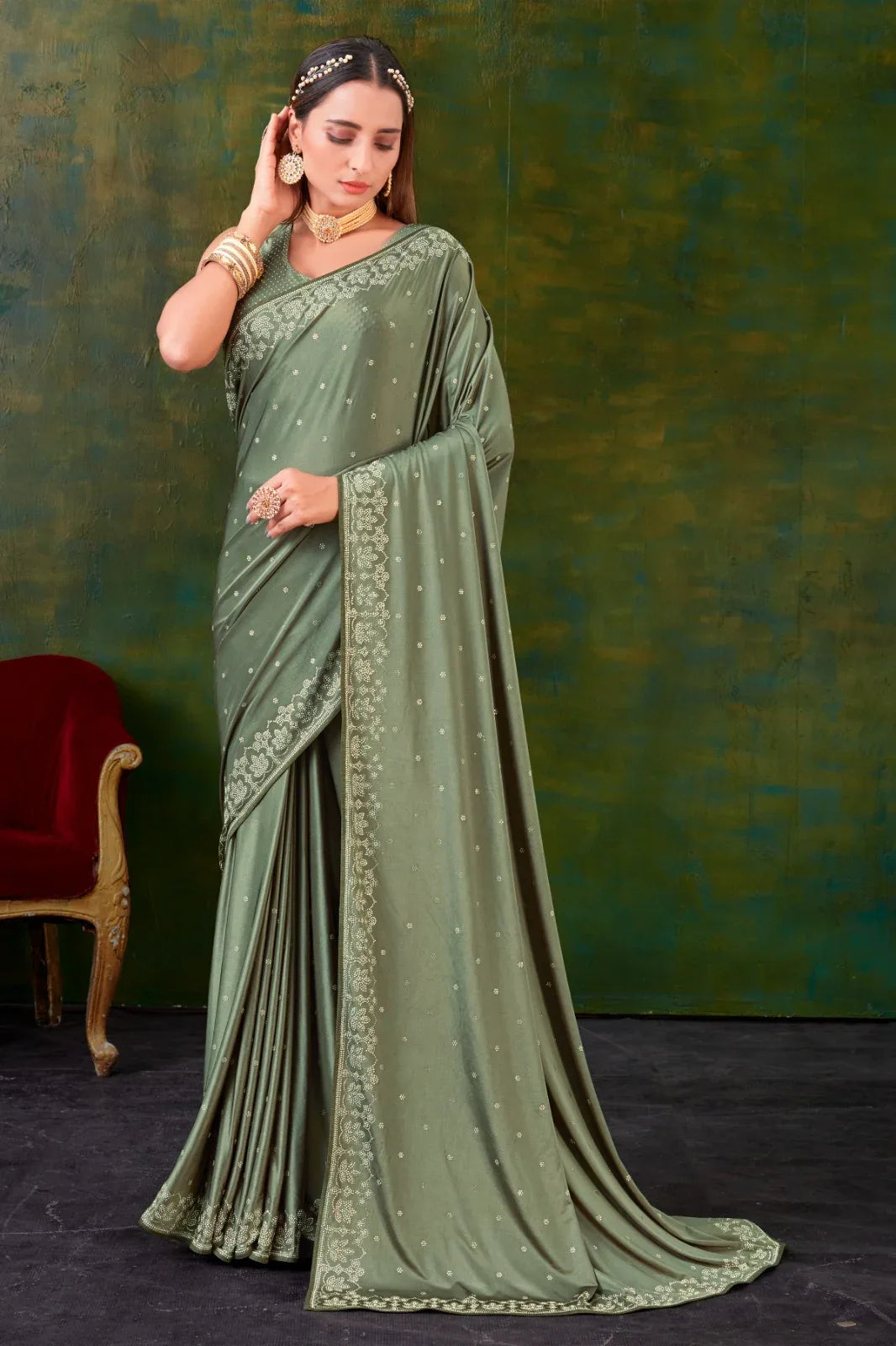 FANCY REGULAR WEAR SWAROVSKI SAREE - Anant Exports