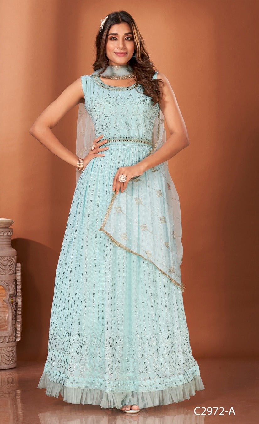PARTY WEAR READYMADE GOWN  D.NO 2972-G
