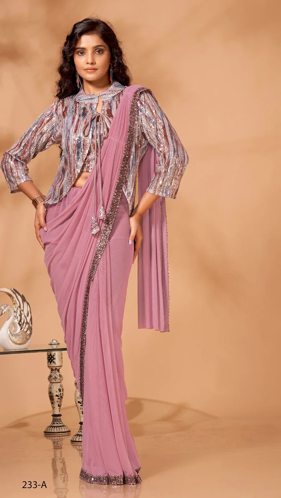 PARTY WEAR READYMADE SAREE D.NO 233-A - Anant Exports