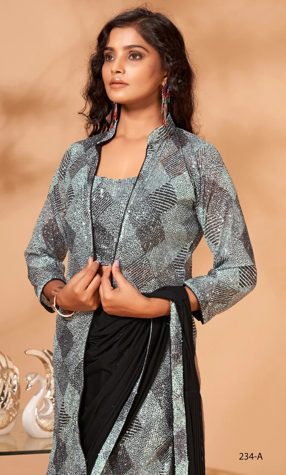 PARTY WEAR READYMADE SAREE D.NO 234-A - Anant Exports
