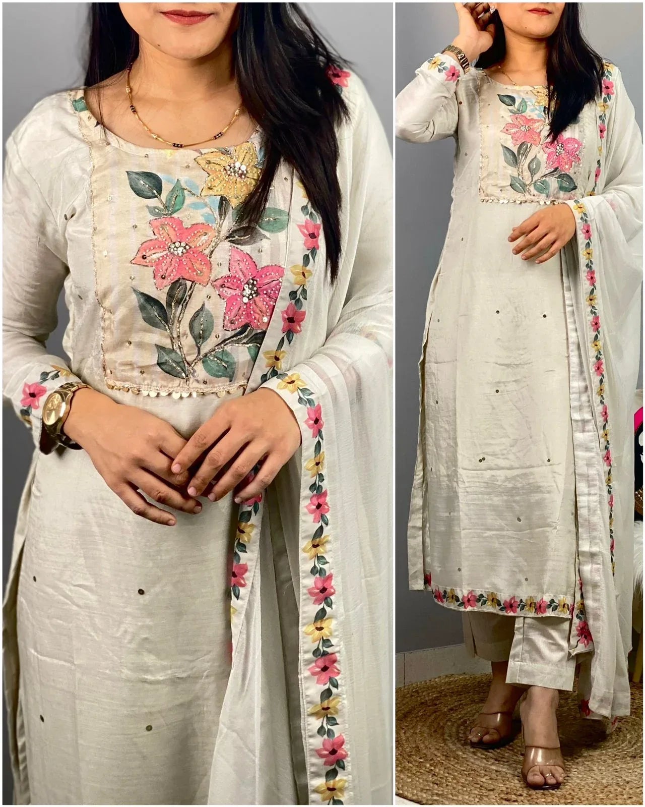 Beautiful Designer Party Wear Silk Salwar Suit - Anant Exports