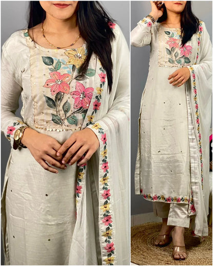 Beautiful Designer Party Wear Silk Salwar Suit - Anant Exports