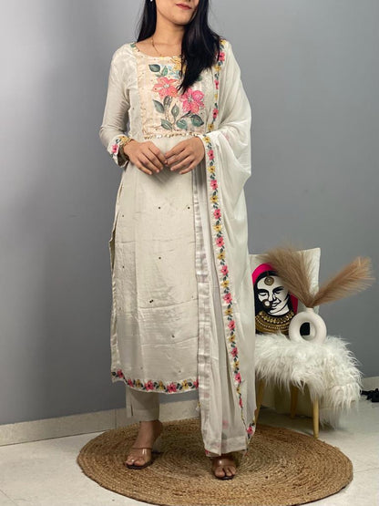 Beautiful Designer Party Wear Silk Salwar Suit - Anant Exports