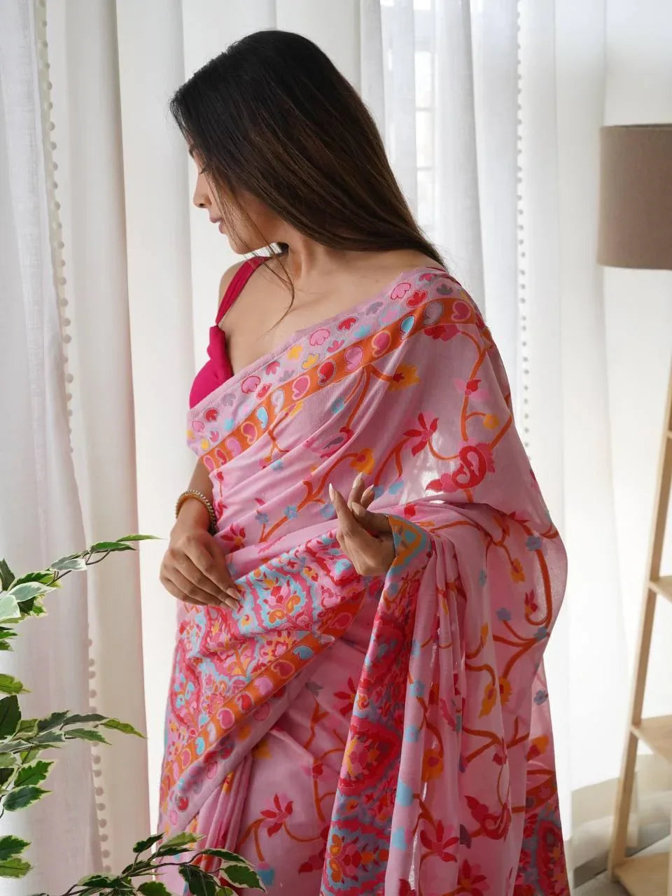 Kashmiri Pasmina Kachi Work Saree - Anant Exports