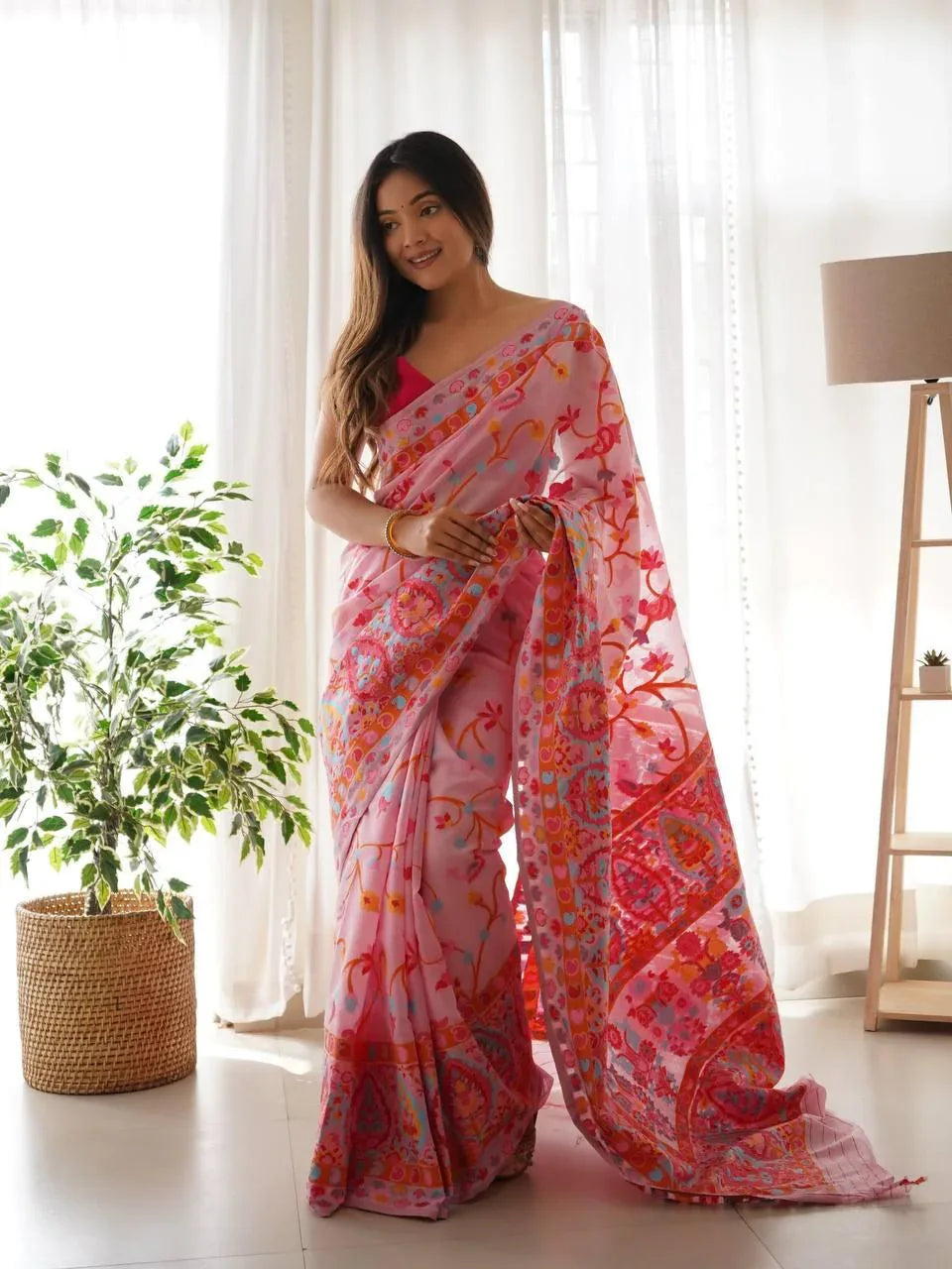 Kashmiri Pasmina Kachi Work Saree - Anant Exports