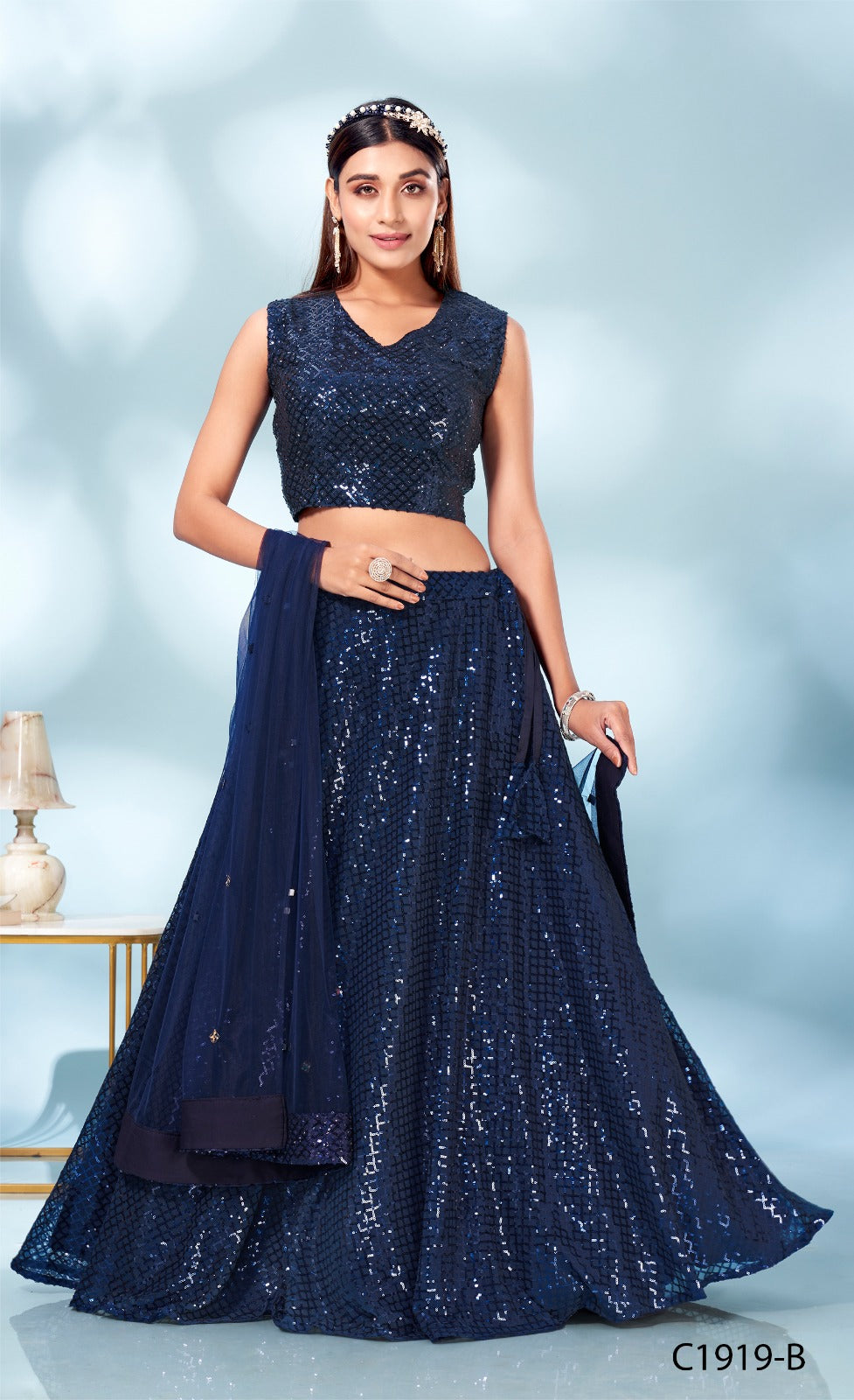 Party Wear Fancy Embroidery Work Lehenga D.No C-1919