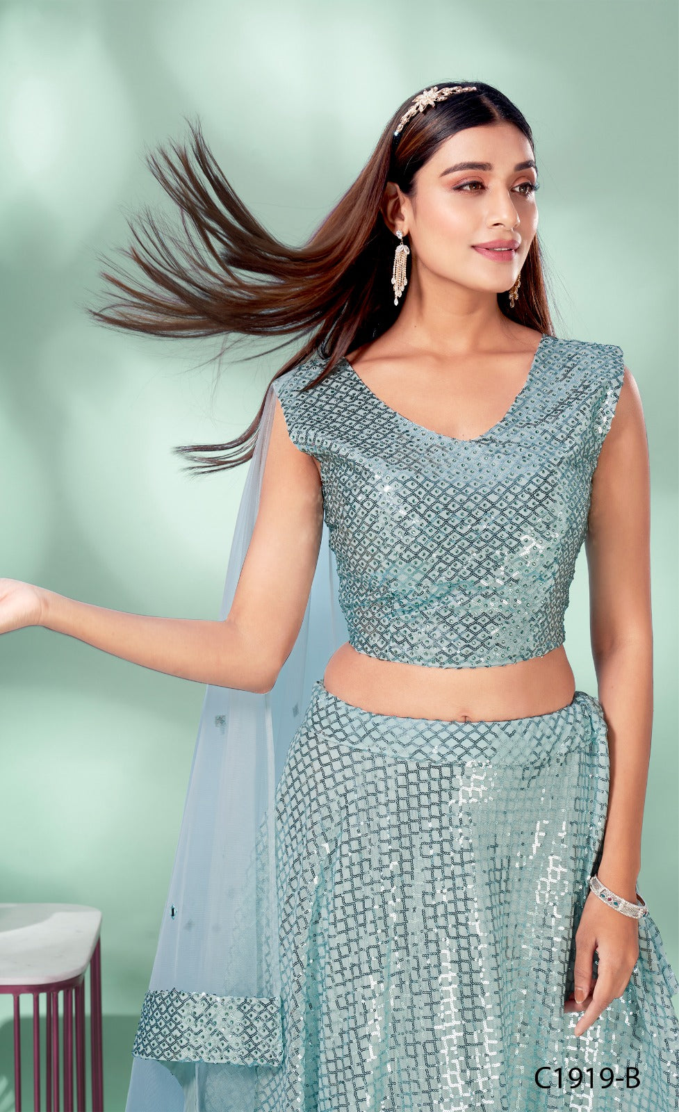 Party Wear Fancy Embroidery Work Lehenga D.No C-1919