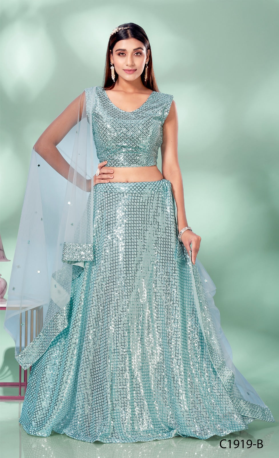 Party Wear Fancy Embroidery Work Lehenga D.No C-1919