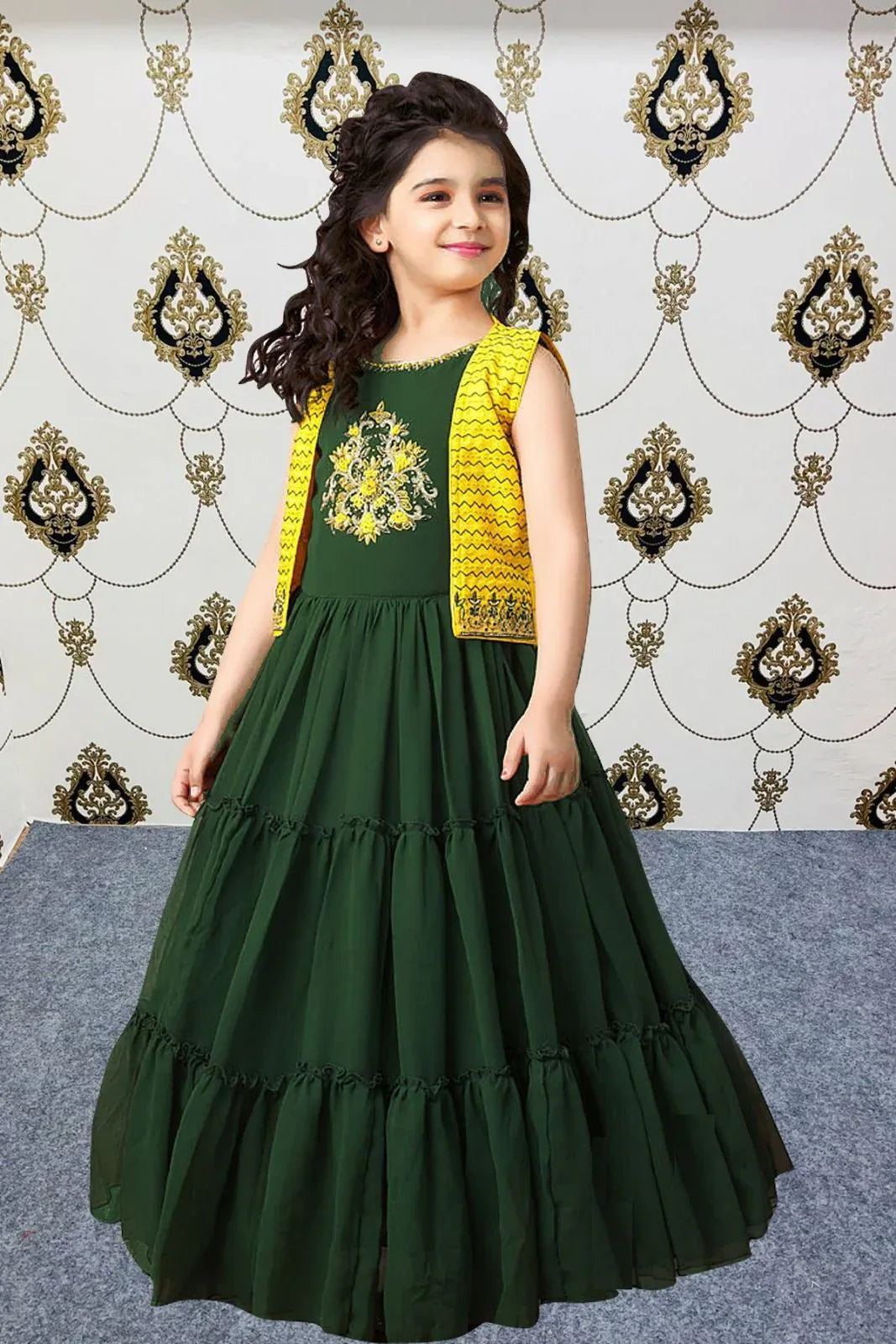 FANCY EMBROIDERY WORK GOWN WITH JACKET D.NO 120 - Anant Exports
