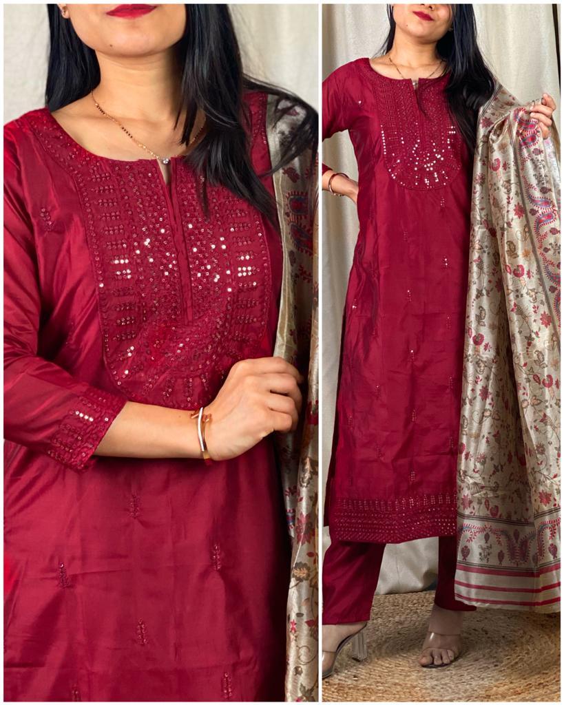 Party Wear Fancy Cotton Silk stunning Suit