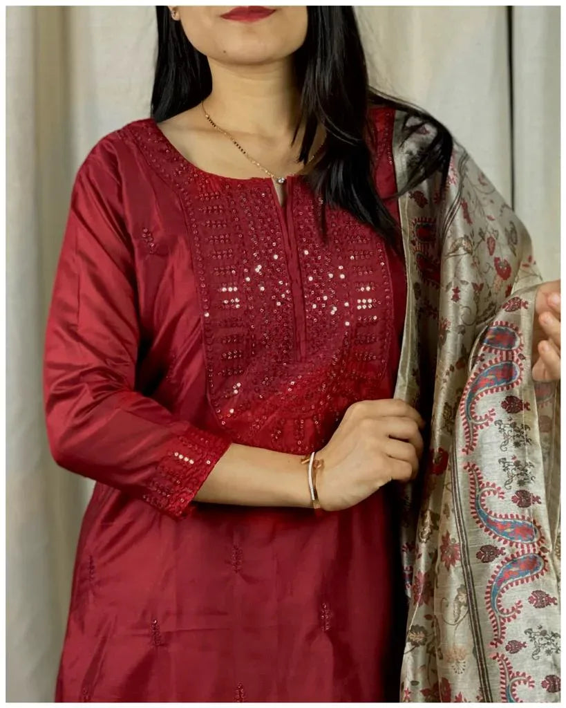 Party Wear Fancy Cotton Silk stunning Suit - Anant Exports