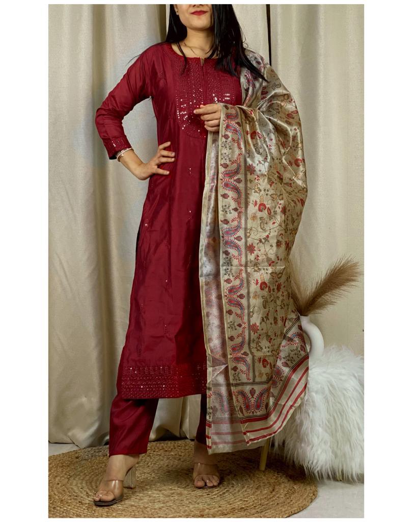 Party Wear Fancy Cotton Silk stunning Suit - Anant Exports