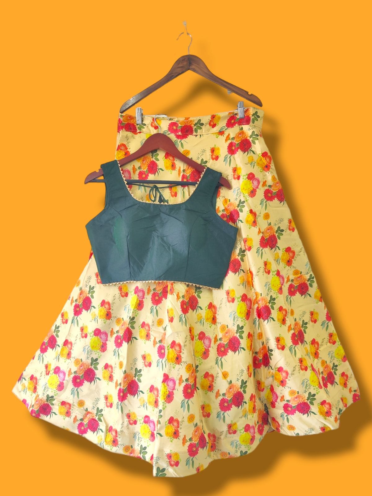 Traditional Aesthetic Floral Crop-Top Lehenga Choli