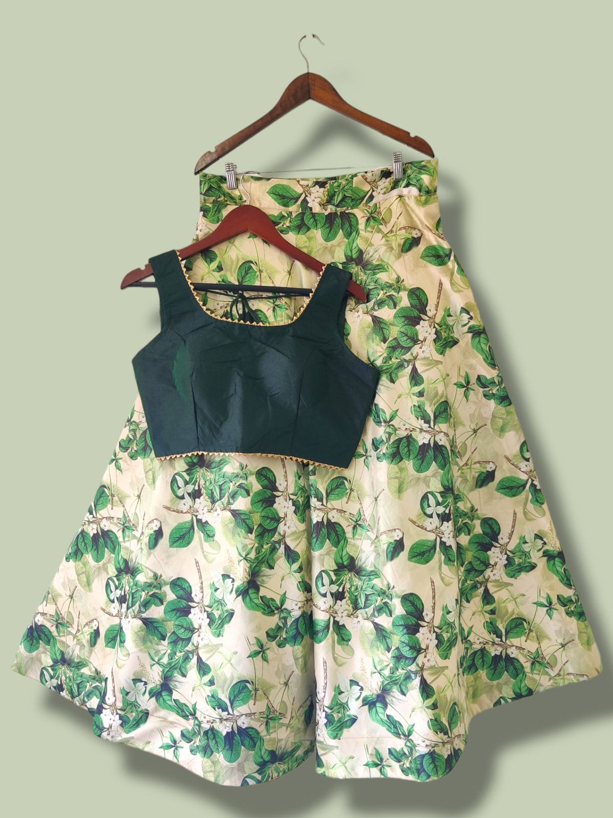 Traditional Aesthetic Floral Crop-Top Lehenga Choli