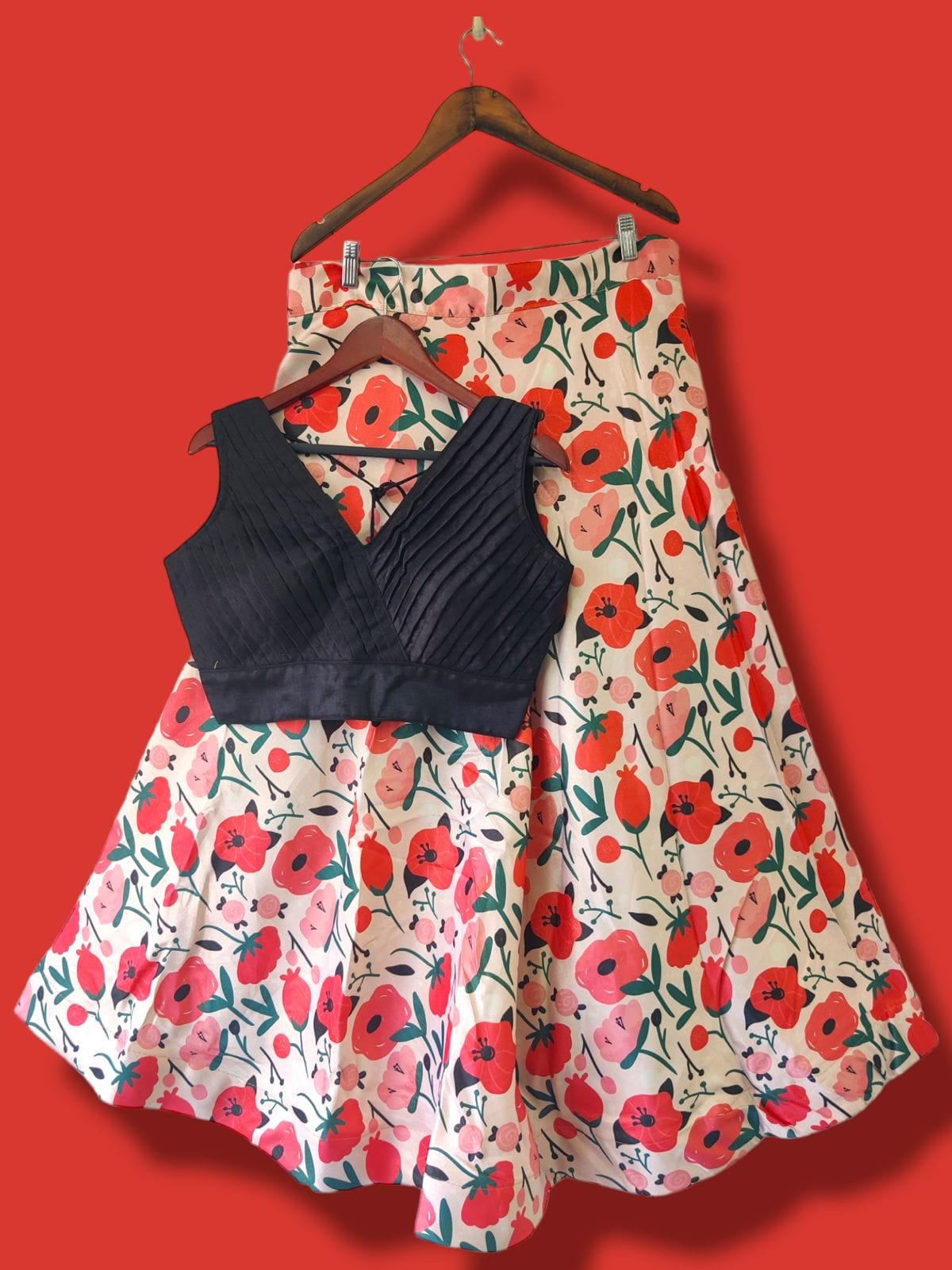 Traditional Aesthetic Floral Crop-Top Lehenga Choli