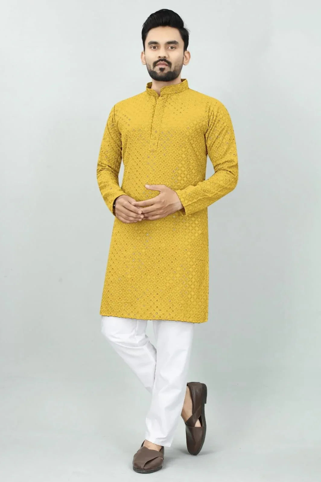 Traditional Chikan Work Kurta Pajama - Anant Exports